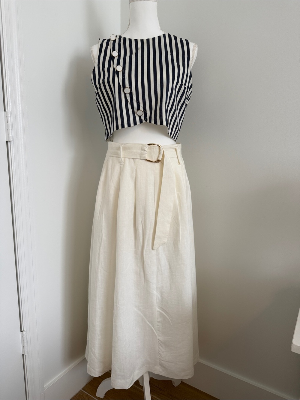 Zara Cream Belted Maxi Skirt